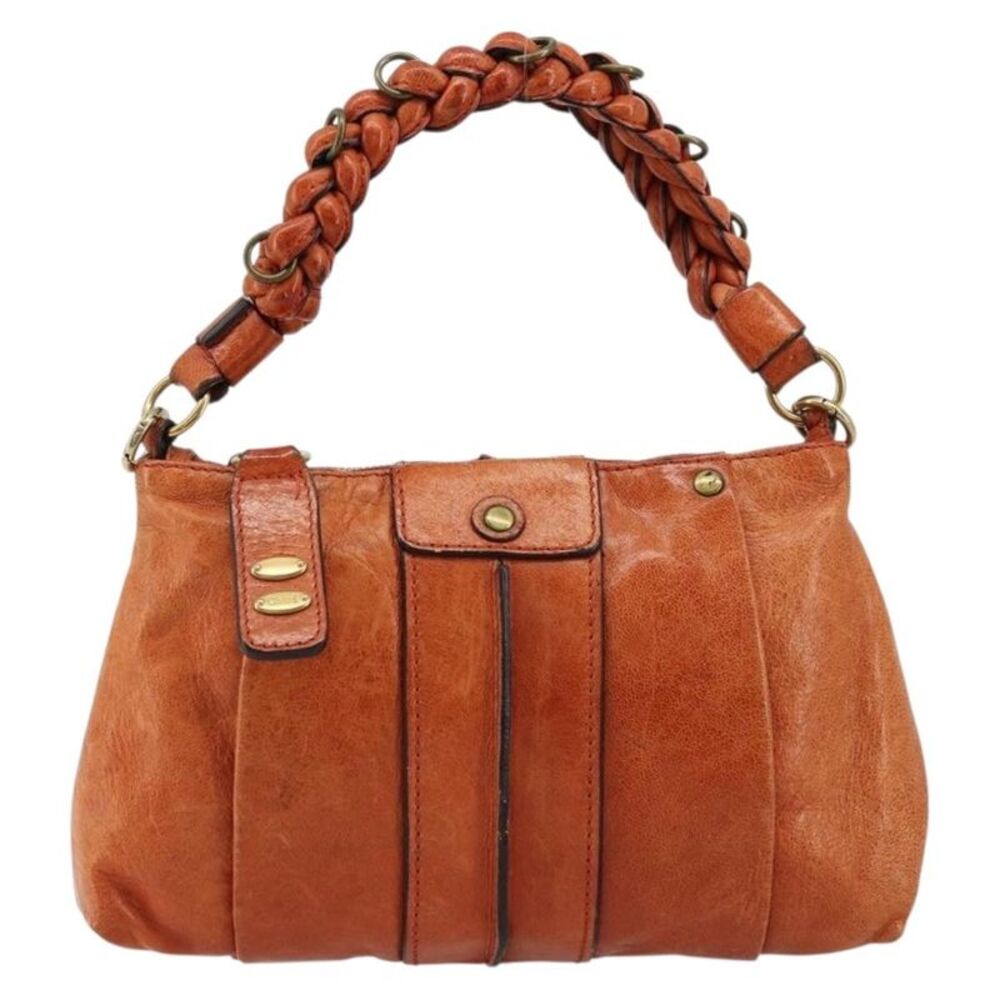 Chloe Heloise Zip Tote Leather Orange Leather Handbag